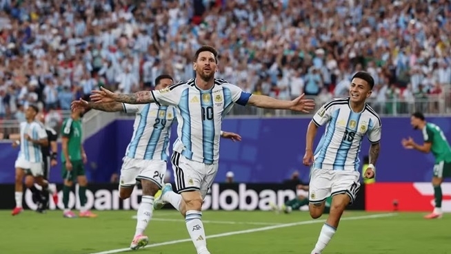  Messi (số 10) đang thi đấu thăng hoa tại World Cup 2026. Ảnh: Nhandan.vn