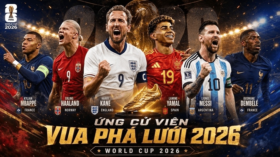 Cập nhật bảng xếp hạng Vua phá lưới World Cup 2026 hôm nay 16/7: Messi và Mbappe tiếp tục đầu bảng