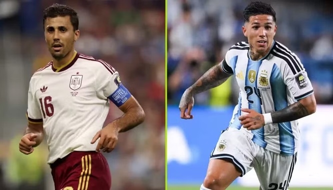 Cuộc cạnh tranh giữa Rodri và Enzo Fernandez ở khu trung tuyến được dự báo sẽ ảnh hưởng lớn đến thế trận trong trận chung kết World Cup 2026 giữa Tây Ban Nha và Argentina. (Ảnh: FIFA) Cuộc cạnh tranh giữa Rodri và Enzo Fernandez ở khu trung tuyến được dự báo sẽ ảnh hưởng lớn đến thế trận trong trận chung kết World Cup 2026 giữa Tây Ban Nha và Argentina. (Ảnh: FIFA)