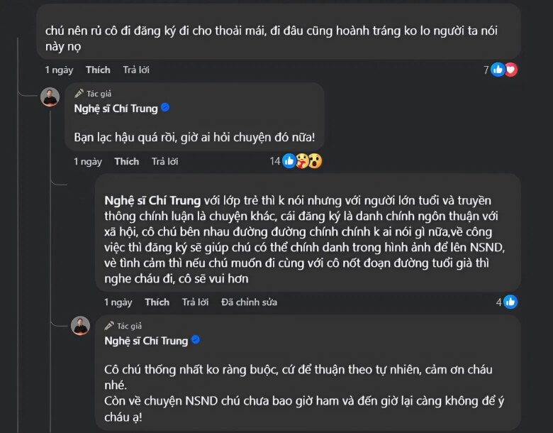 NSƯT Chí Trung phản hồi việc kết hôn với bạn gái Ý Lan kém 18 tuổi để xét tặng NSND NSƯT Chí Trung phản hồi việc kết hôn với bạn gái Ý Lan kém 18 tuổi để xét tặng NSND