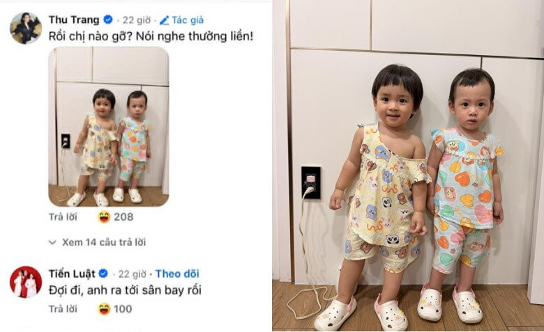 Thu Trang và Tiến Luật lo lắng vì hai con gái sinh đôi nghịch ổ điện