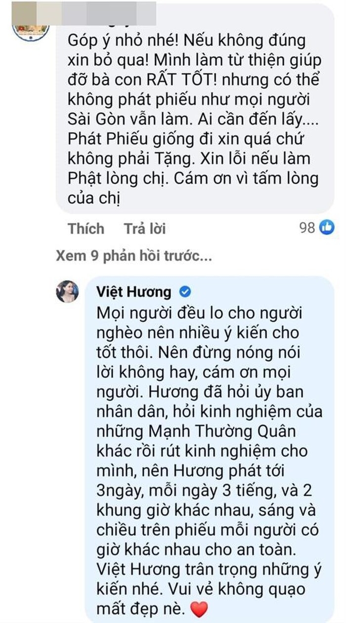 Làm từ thiện nhưng lại bị phàn nàn, Việt Hương liền phản ứng: 'Vui vẻ không quạu mất đẹp nè'