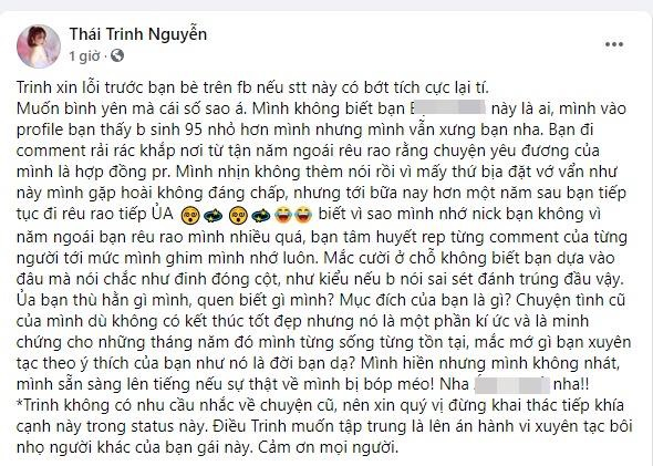 Tin hot giải trí 29/6: Thái Trinh phản ứng 