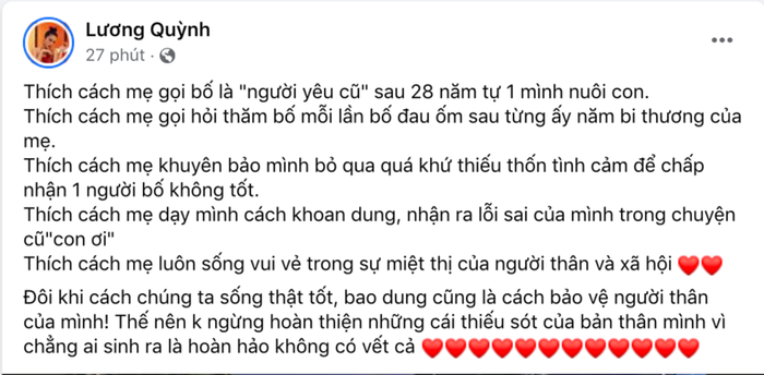 Giữa l&uacute;c bạn trai mới bị tố c&oacute; qu&aacute; khứ ăn chơi, Quỳnh Lương đăng đ&agrave;n ẩn &yacute; chuyện bao dung Ảnh 3