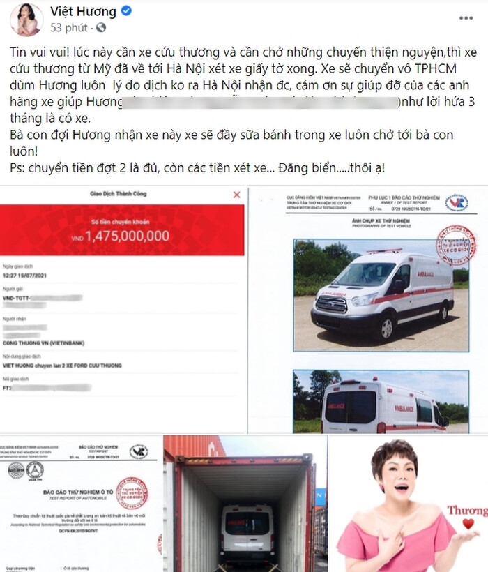 Việt Hương 'khoe' đã chi 3 tỉ mua được xe cứu thương chở người nghèo, giữ đúng lời với ông Đoàn Ngọc Hải