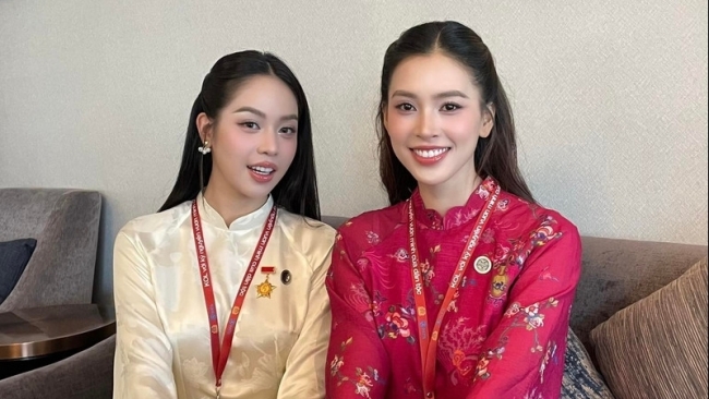 Hoa hậu Thanh Thủy, Tiểu Vy đẹp 'bất phân thắng bại' với áo dài truyền thống
