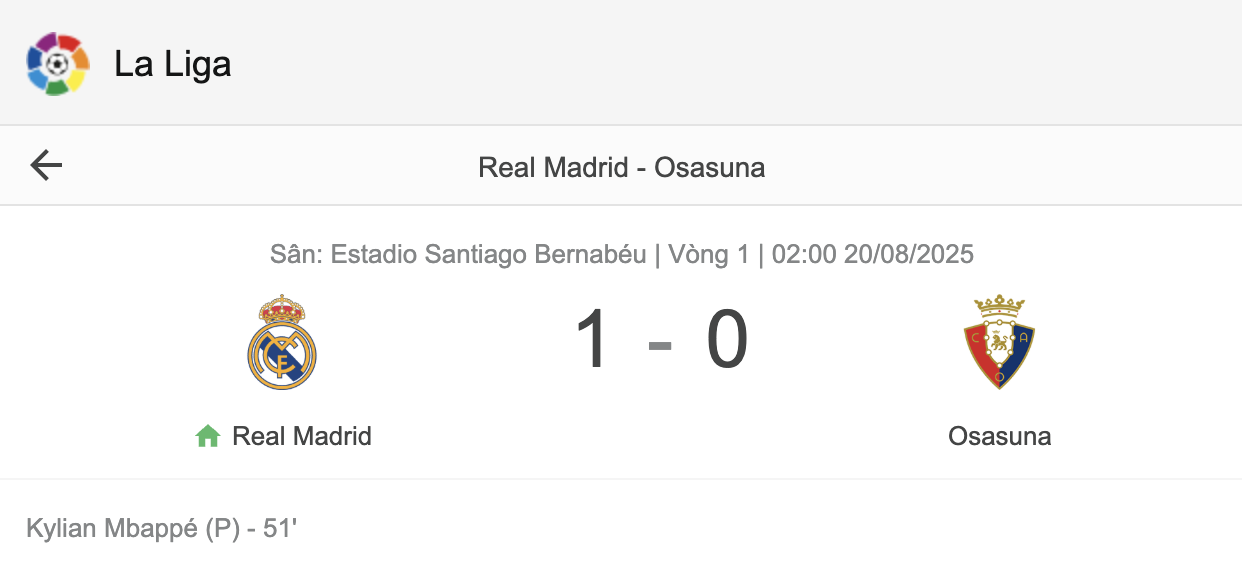 Mbappe tỏa sáng giúp Real khởi đầu suôn sẻ tại La Liga