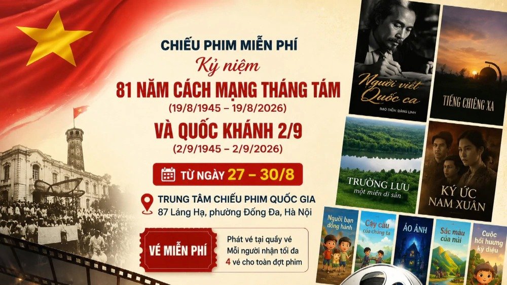 Hà Nội chiếu miễn phí nhiều phim Việt dịp Quốc khánh 2/9