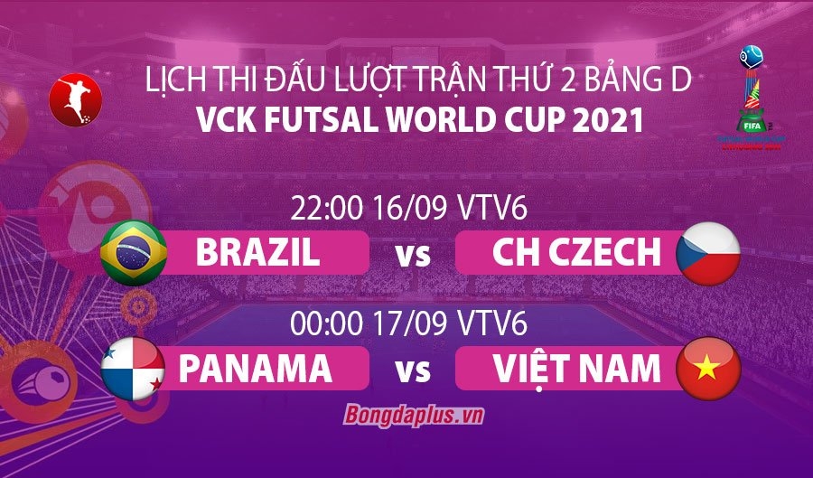 Lịch thi đấu futsal World Cup 2021 bảng D (lượt 2): Futsal Việt Nam ‘tử chiến’ với Panama