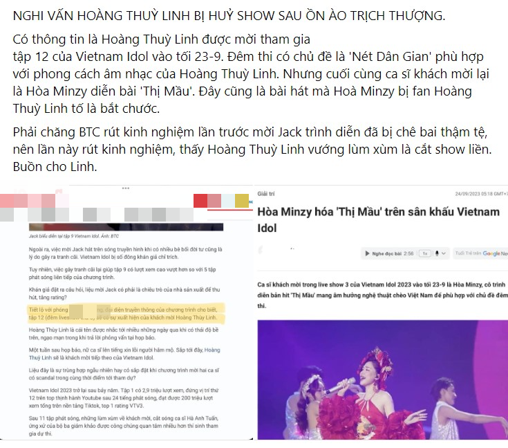 Hoàng Thùy Linh bị hủy show tập 12 "Vietnam Idol"?