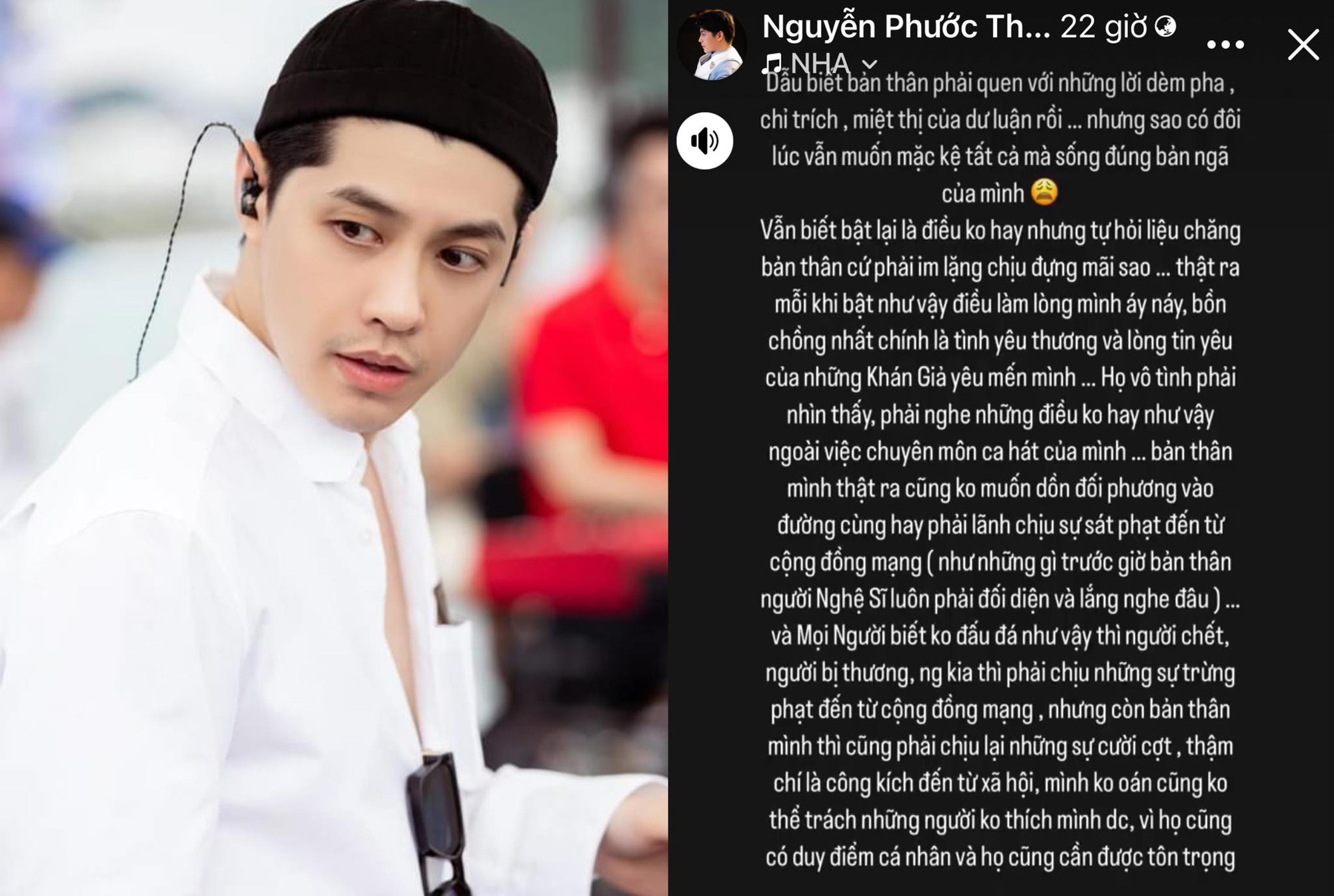 Ca sĩ Noo Phước Thịnh lên tiếng xin lỗi vì bình luận khiếm nhã