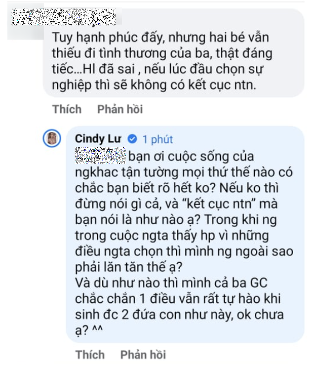 Cindy Lư lên tiếng bảo vệ chồng cũ Hoài Lâm khi bị netizen chê trách