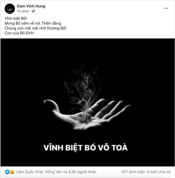 Bố NSƯT Hoài Linh, Dương Triệu Vũ từ trần, sao Việt 'nói lời ruột gan' chia buồn
