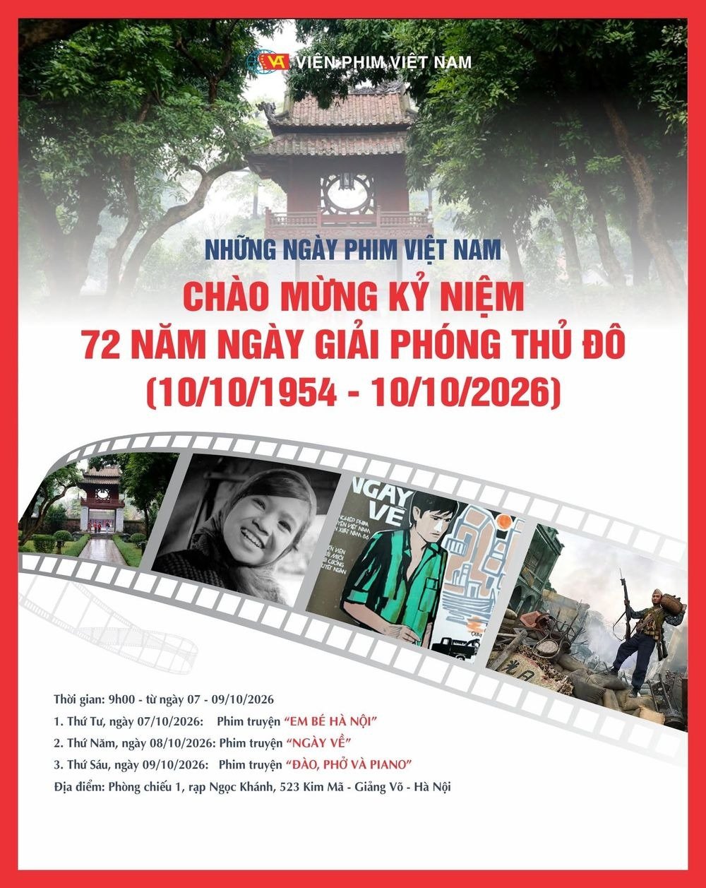 Chiếu phim miễn phí nhân dịp Kỷ niệm Giải phóng Thủ đô