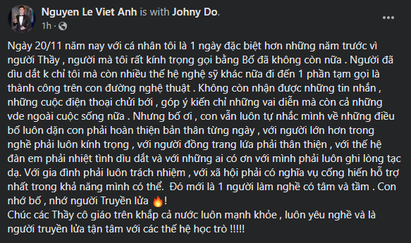 Việt Anh tưởng nhớ người thầy đặc biệt - cố NSND Hoàng Dũng