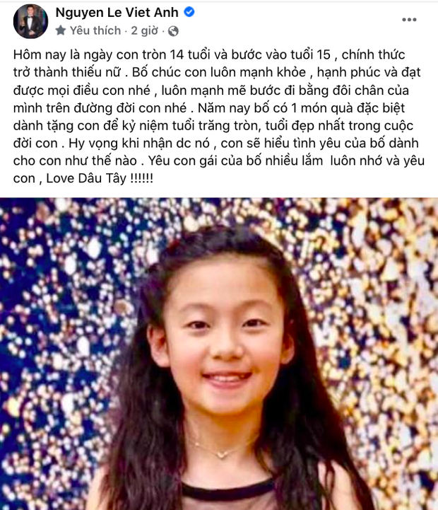 Việt Anh hiếm hoi đăng ảnh con gái nhân dịp sinh nhật