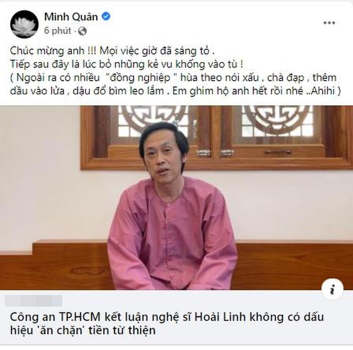 Con trai Hoài Linh và dàn sao Việt phản ứng ra sao khi danh hài không bị khởi tố?