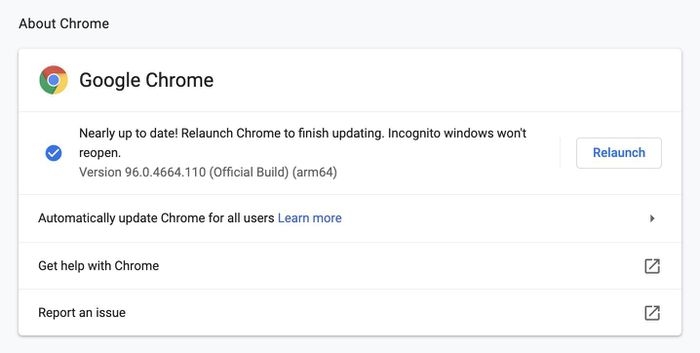 Người dùng nên cập nhật Google Chrome 97 ngay lập tức