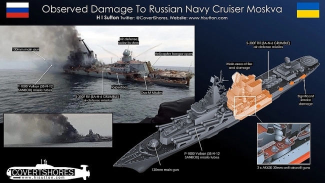 Hình ảnh nghi chụp soái hạm Moskva trước khi chìm ở Biển Đen