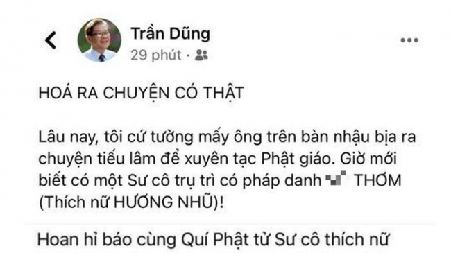 Kiểm điểm Phó Chủ tịch Hội VHNT Trà Vinh vì đùa cợt pháp danh một ni sư