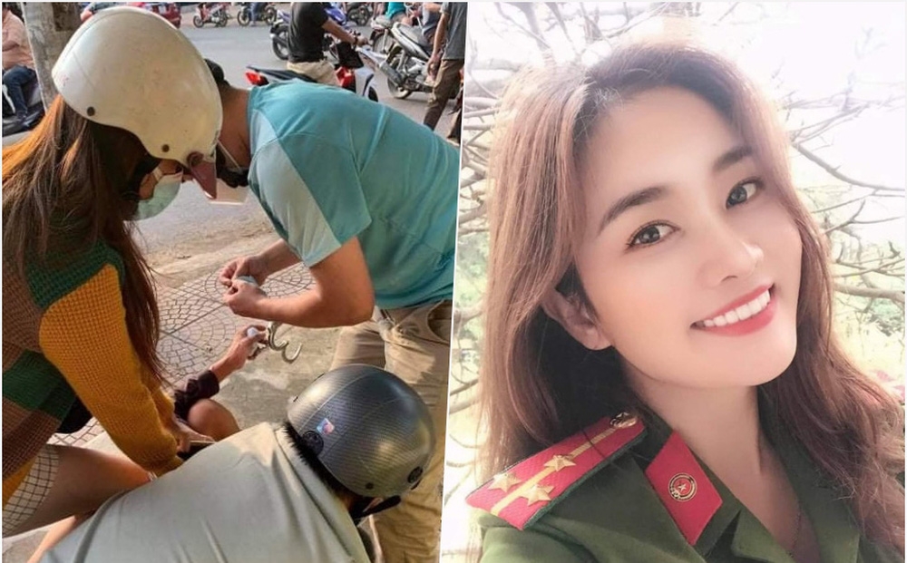 Nữ thượng úy xinh đẹp tham gia bắt người quậy phá trên phố