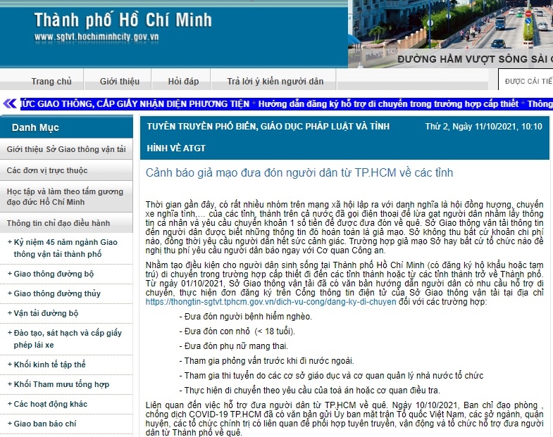 Cảnh báo giả mạo đưa đón người dân từ TP Hồ Chí Minh về các tỉnh