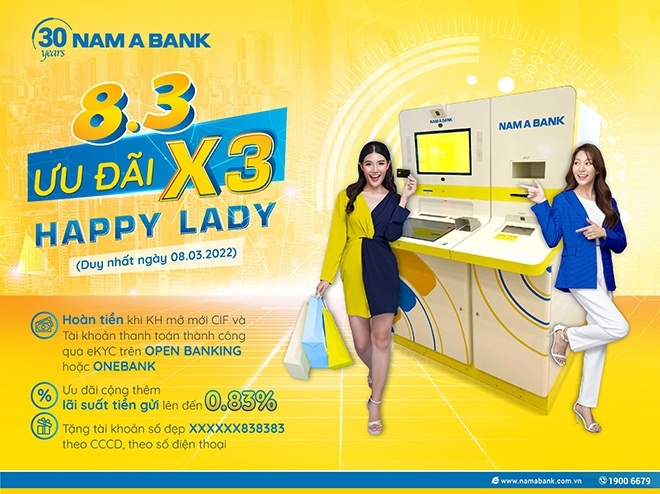 Tin ngân hàng ngày 8/3: Nam A Bank triển khai nhiều ưu đãi cho khách hàng nữ nhân ngày 8/3