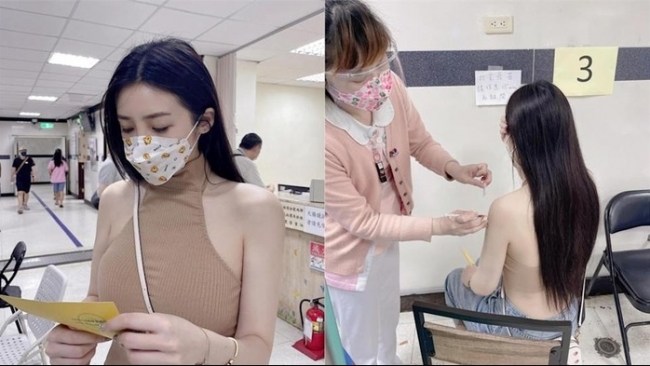 Mặc áo như không mặc đi tiêm vaccine, cô gái khiến dân mạng "nóng mắt"