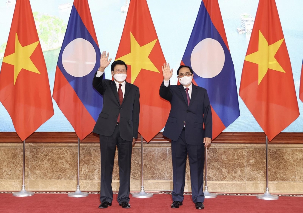 Thủ tướng Phạm Minh Chính hội kiến Tổng Bí thư, Chủ tịch nước CHDCND Lào