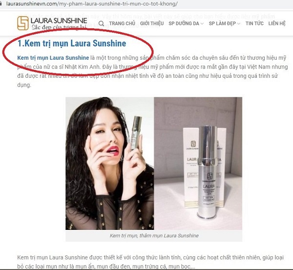 Mỹ phẩm, TPCN Laura Sunshine của Nhật Kim Anh quảng cáo có công dụng như thuốc chữa bệnh?
