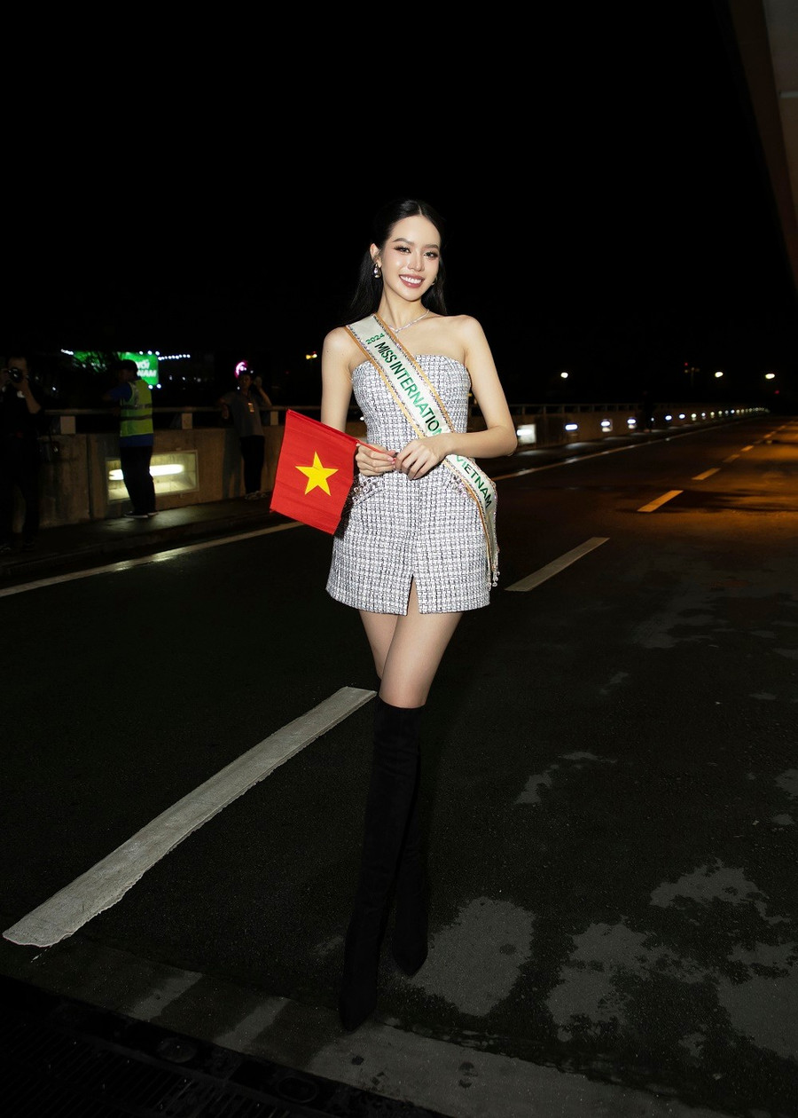 Hoa hậu Thanh Thủy mang 150kg hành lý dự thi Miss International 2024