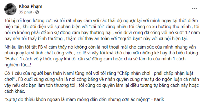 Karik mang nặng áp lực do căn bệnh lạ suốt 12 năm