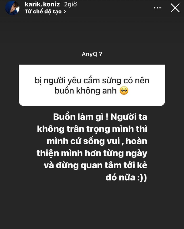 Karik phản ứng ra sao khi được hỏi về chủ đề "Bị người yêu cắm sừng"?